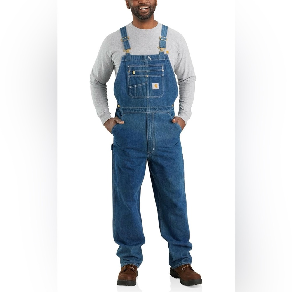 Carhartt Blue Denim Men's Relaxed-Fit Bib Overalls